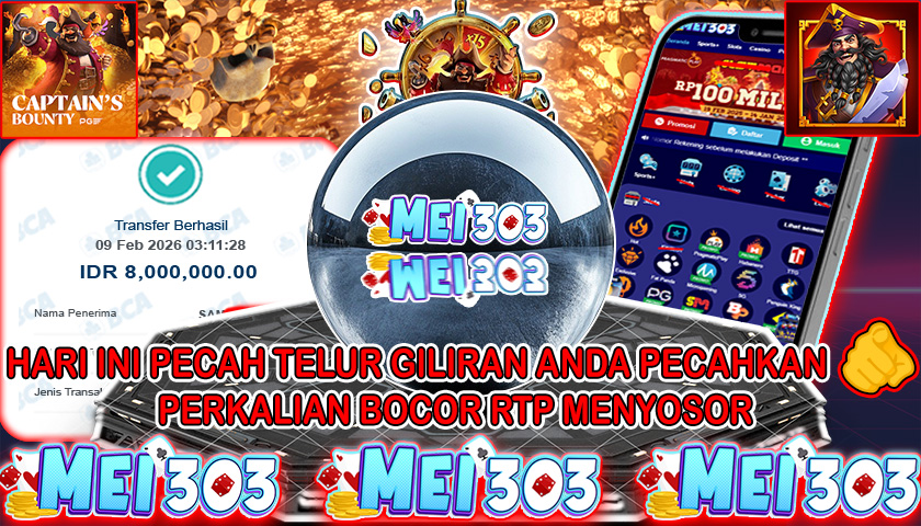 MEI303 BUKTI JACKPOT CAPTAIN’S BOUNTY – Rp 8.000.000 LUNAS!